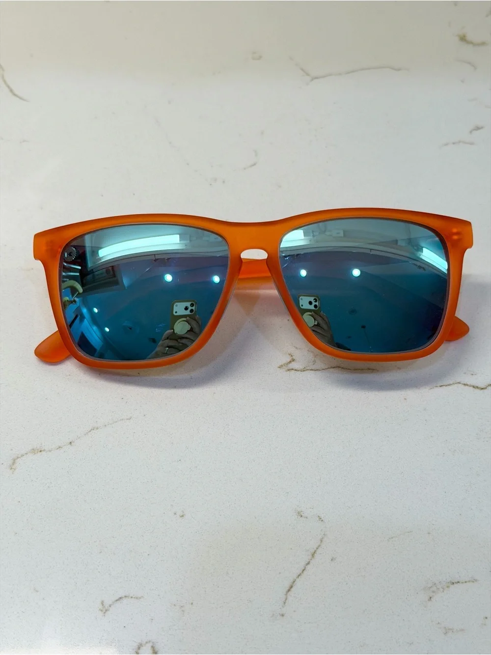 Knockaround Premium Sports Polarized Sunglasses Bright Orange with Blue Lenses